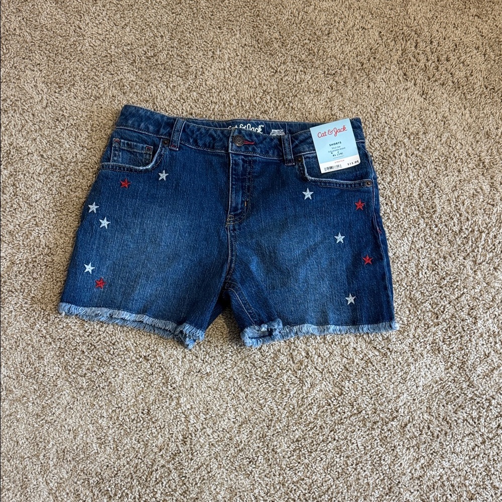 Cat & Jack Women's Blue Jean Shorts with Star Details